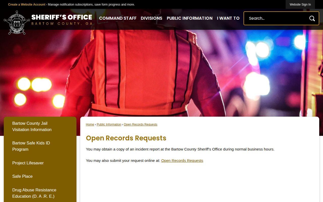 Bartow County Sheriff open-records request information